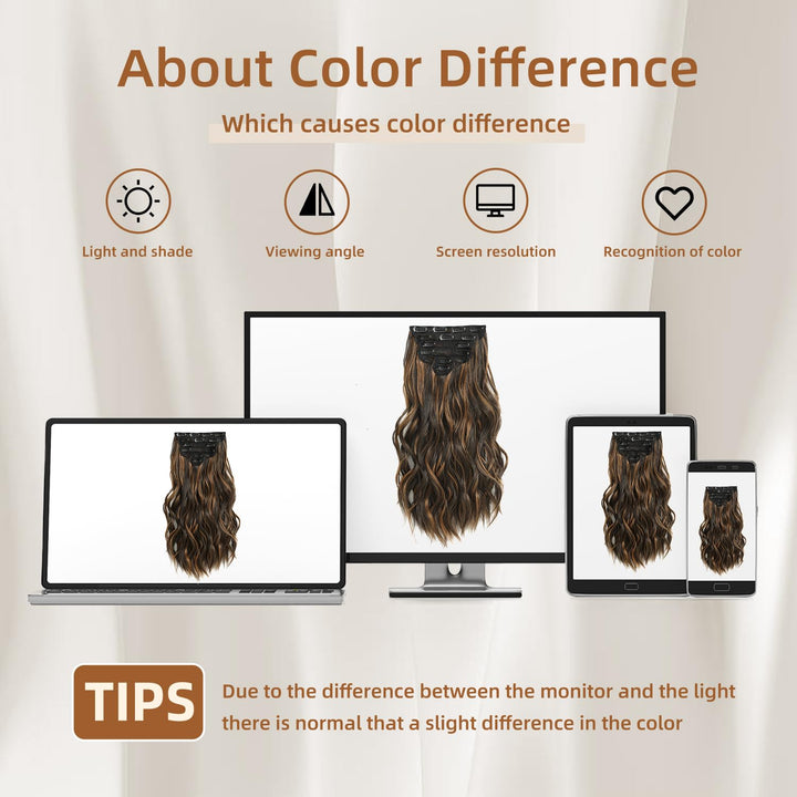 Clip in Hair Extensions, Highlight balayage dark brown Hair Extensions, 6 PCS Hairpieces, Natural & Blends Well (20inch, 6pcs, Dark roasted coffee & Caraamel brown)