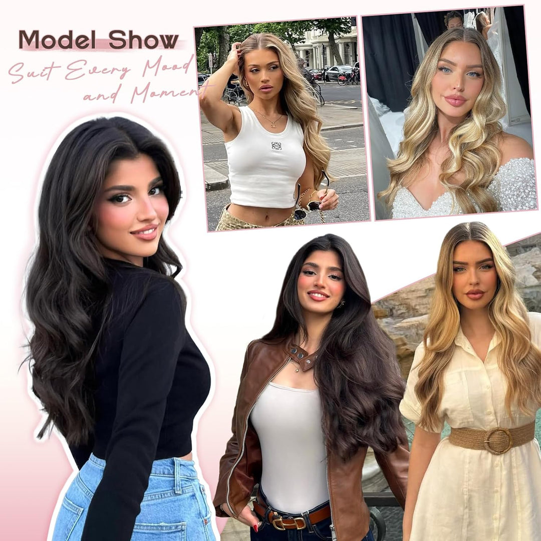 Long Wavy Wig for Women, 26 Inch Synthetic Lace Hairline Black Wigs, Natural-Looking Secure Fit, Soft Heat Resistant Fiber